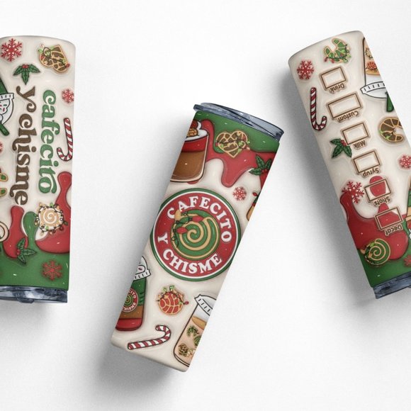 20oz Insulated Tumbler, Cafecito y Chisme, Christmas, Cute, Spanish - Picture 2 of 4